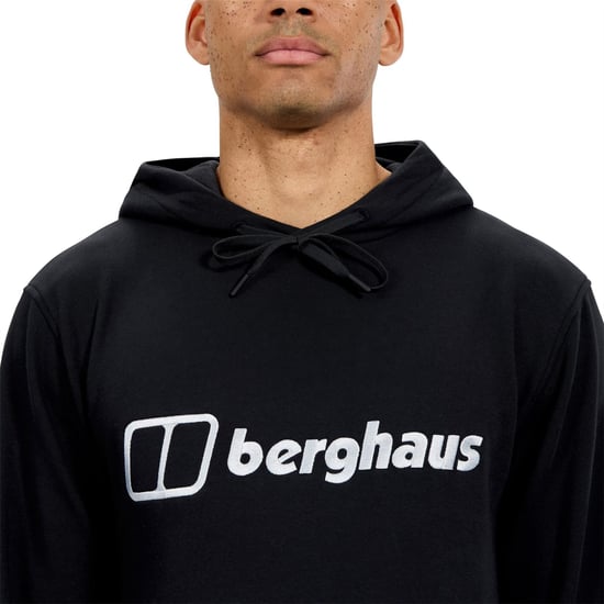 Men's Berghaus Wordmark Hooded Neck Long Sleeve Sweatshirt in BLACK/BLACK - Image 6