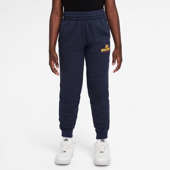 Boys Nike NSW Club Solid Patterned Slim Joggers in Obsidian - Image 1