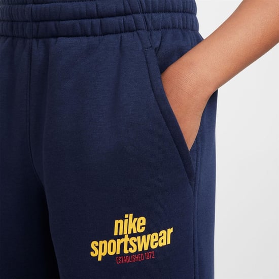 Boys Nike NSW Club Solid Patterned Slim Joggers in Obsidian - Image 6