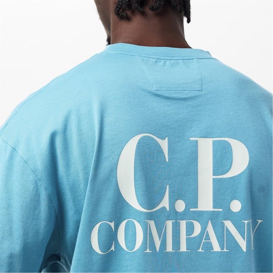 Men's C.P. Company Double Logo Tee in Aegean Blue 815 - Image 1