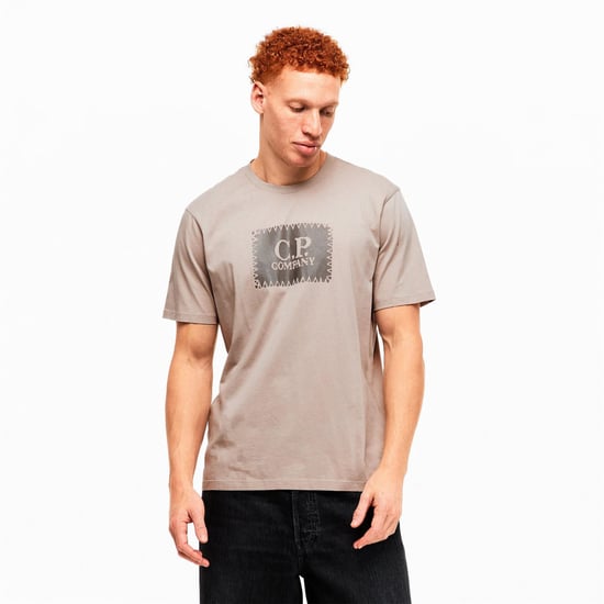 Men's C.P. Company 30/1 Jersey Logo Label T-Shirt in Beige - Image 3