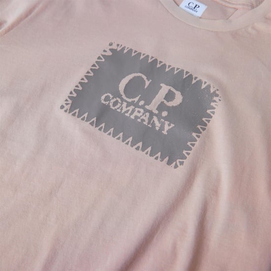 Men's C.P. Company 30/1 Jersey Logo Label T-Shirt in Beige - Image 5
