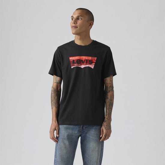 Men's Levis Wordmark Graphic Crew Neck Short Sleeve T-Shirt in 2 Jet Black - Image 1