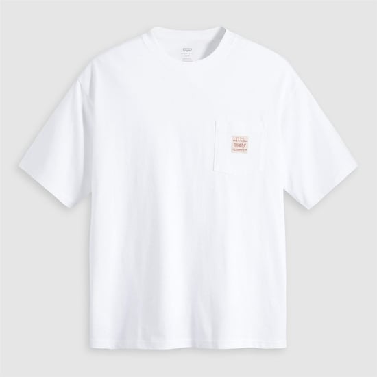 Men's Levis Text Graphic Crew Neck Short Sleeve T-Shirt in Bright White - Image 1