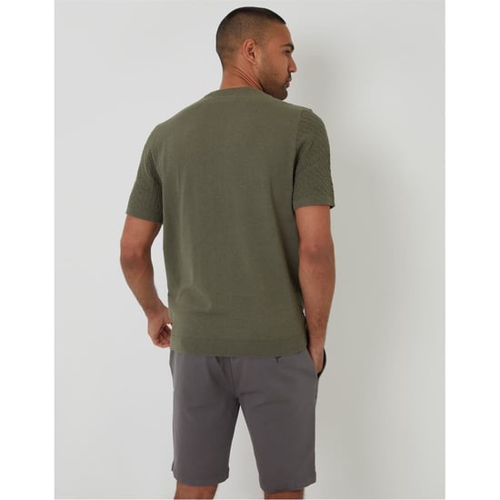 Men's Threadbare Rib Crew Neck Short Sleeve T-Shirt in Dk Sage - Image 2