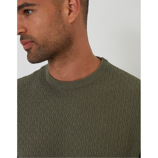 Men's Threadbare Rib Crew Neck Short Sleeve T-Shirt in Dk Sage - Image 3