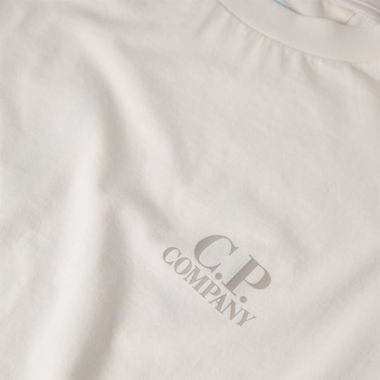 Men's C.P. Company Double Logo Tee in Frozen Dew 114 - Image 5