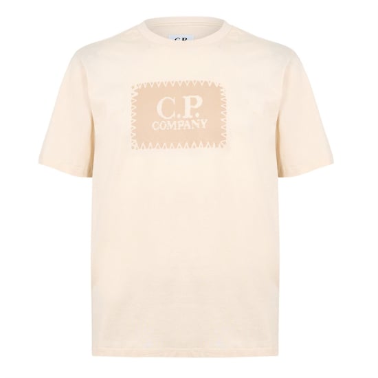 Men's C.P. Company Block Logo Regular Fit T-Shirt in Frozen Dew 114 - Image 1