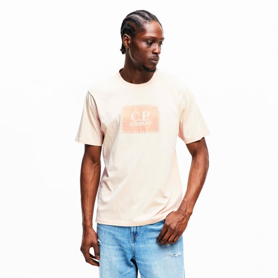 Men's C.P. Company Block Logo Regular Fit T-Shirt in Frozen Dew 114 - Image 3