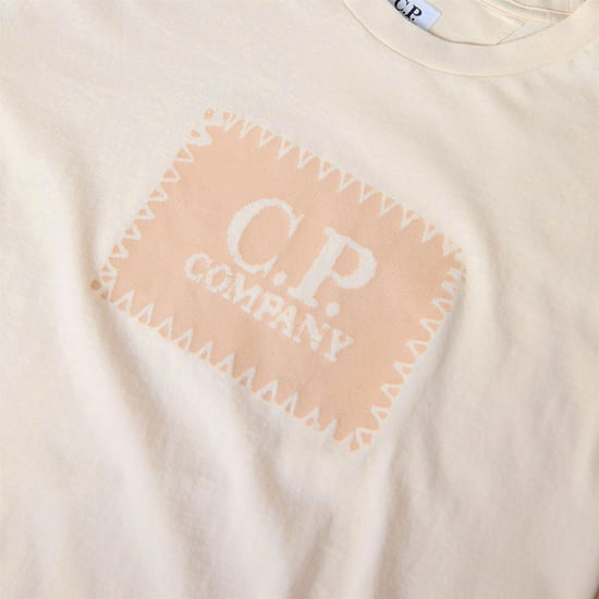 Men's C.P. Company Block Logo Regular Fit T-Shirt in Frozen Dew 114 - Image 5