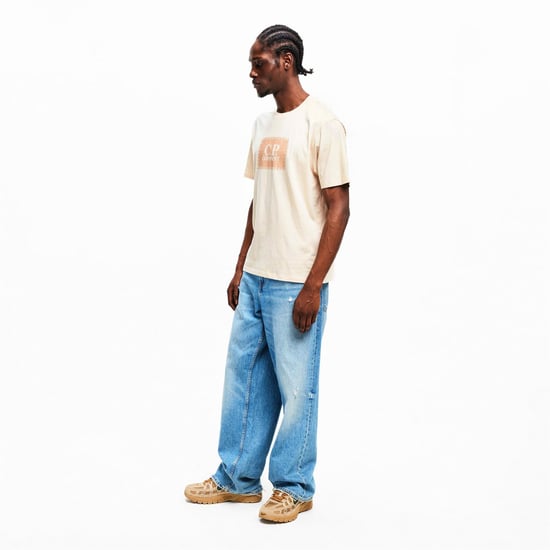 Men's C.P. Company Block Logo Regular Fit T-Shirt in Frozen Dew 114 - Image 6
