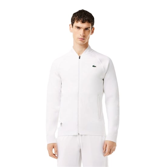 Men's Lacoste Daniil Mock Neck Ribbed Cuff Track Jacket in White/White - Image 1