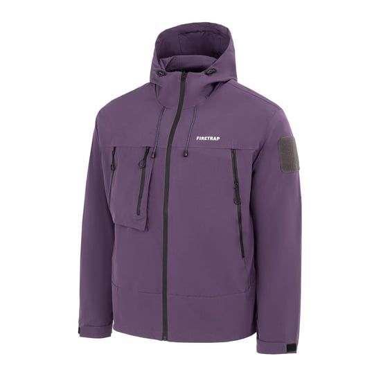 Men's Firetrap Windproof Hooded Long Sleeve Windbreaker in Purple - Image 3