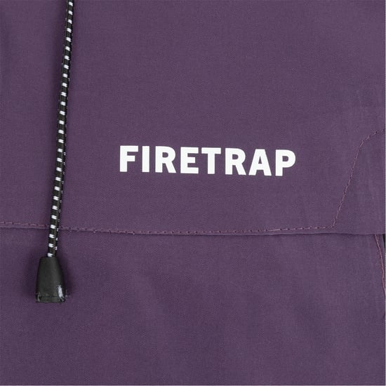 Men's Firetrap Windproof Hooded Long Sleeve Windbreaker in Purple - Image 4