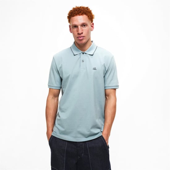 Men's C.P. Company Polo Shirt in Silver Blue 809 - Image 3