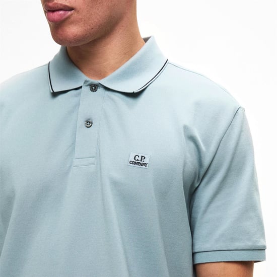 Men's C.P. Company Polo Shirt in Silver Blue 809 - Image 5