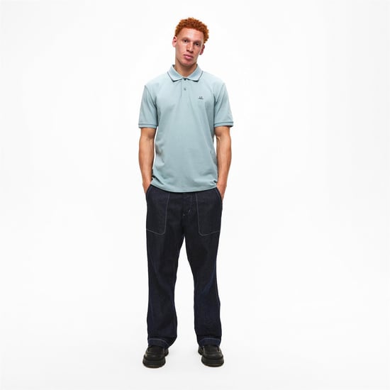 Men's C.P. Company Polo Shirt in Silver Blue 809 - Image 6