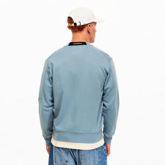 Men's C.P. Company Lens Crew Neck Sweatshirt in Silver Blue 809 - Image 4