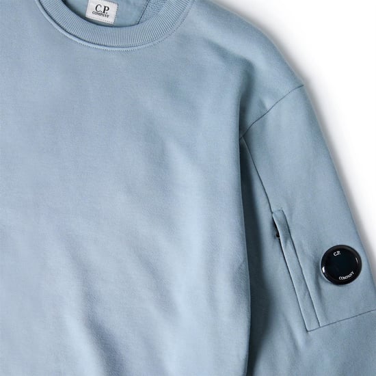 Men's C.P. Company Lens Crew Neck Sweatshirt in Silver Blue 809 - Image 5
