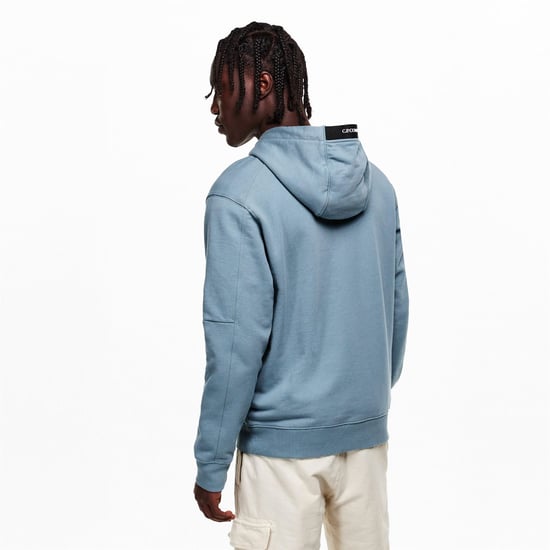 Men's C.P. Company Diagonal Raised Lens Hoodie in Blue - Image 4