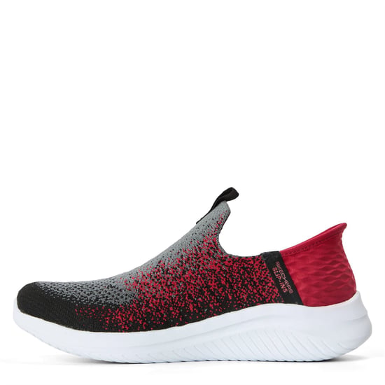 Boys Skechers Ins Stretch Knit Sneaker W Air Slip On Trainers Unisex Kids in Charcoal/Red - Image 2