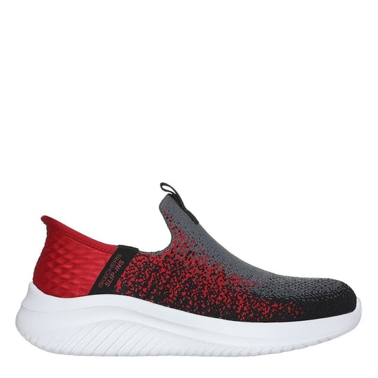 Boys Skechers Ins Stretch Knit Sneaker W Air Slip On Trainers Unisex Kids in Charcoal/Red - Image 3
