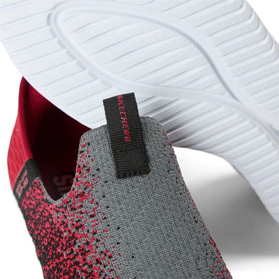 Boys Skechers Ins Stretch Knit Sneaker W Air Slip On Trainers Unisex Kids in Charcoal/Red - Image 5