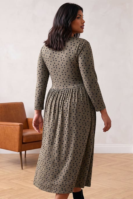 Curve Polka Dot Stretch Dress - Image 3