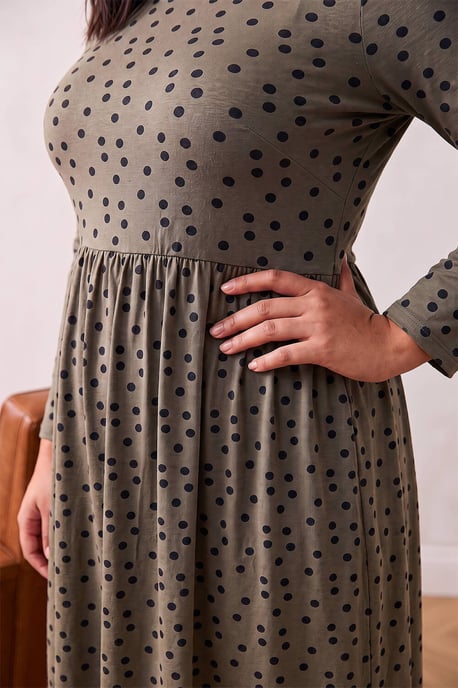 Curve Polka Dot Stretch Dress - Image 4