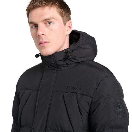 Men's Timberland Hooded Water Repellent Puffer Jacket in Black - Image 2