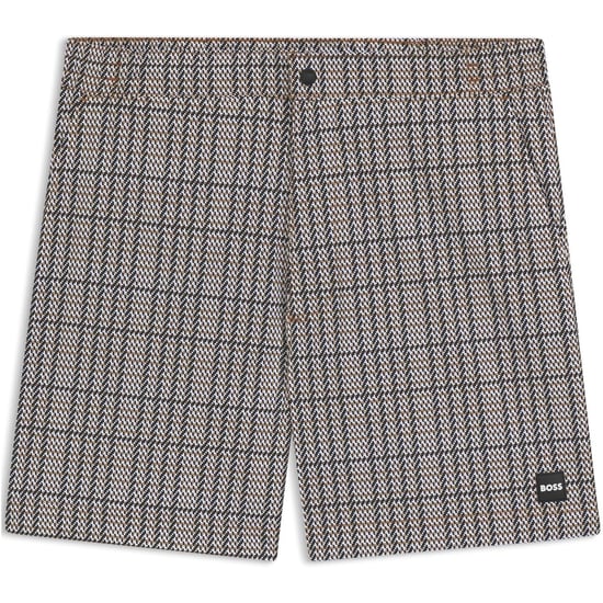 Men's Boss Beach To Bar Plaid Swim Trunk in Black 001 - Image 1