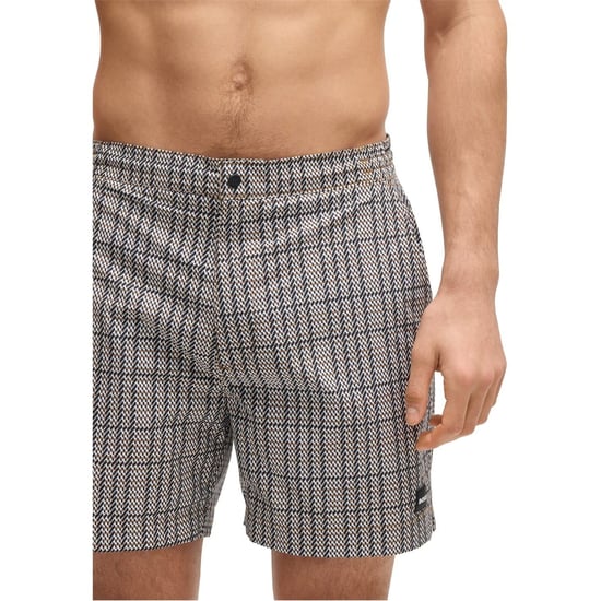 Men's Boss Beach To Bar Plaid Swim Trunk in Black 001 - Image 4