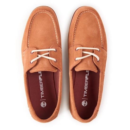Men's Timberland Grafton Bay Lace Up Moc Toe Loafers in Rust Suede - Image 4