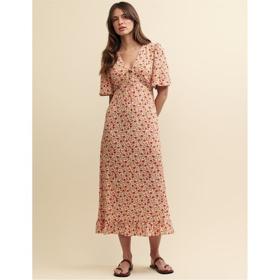 Women's Nobodys Child Dalia V-Neck Midi Dress in Cream - Image 1