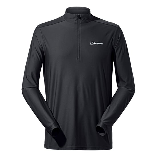 Men's Berghaus 24 7 Base Long Sleeve Zip T-Shirt in BLACK/BLACK - Image 1