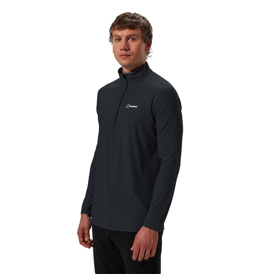 Men's Berghaus 24 7 Base Long Sleeve Zip T-Shirt in BLACK/BLACK - Image 3