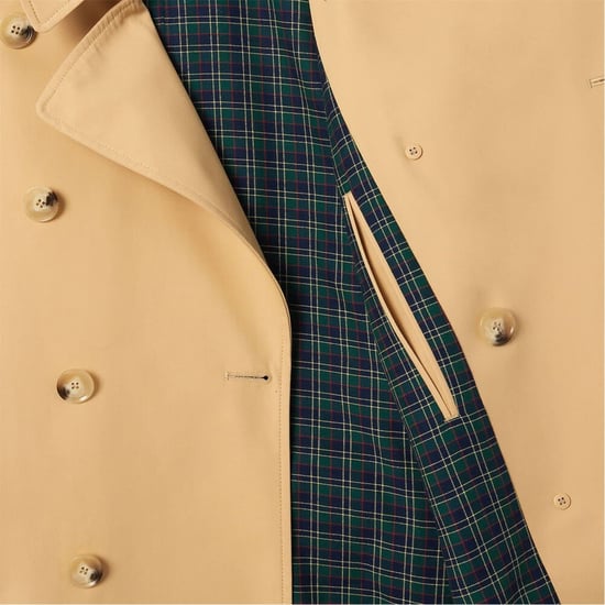 Men's Lacoste Solid Patterned Trench Coat with Point Collar in Croissant - Image 3