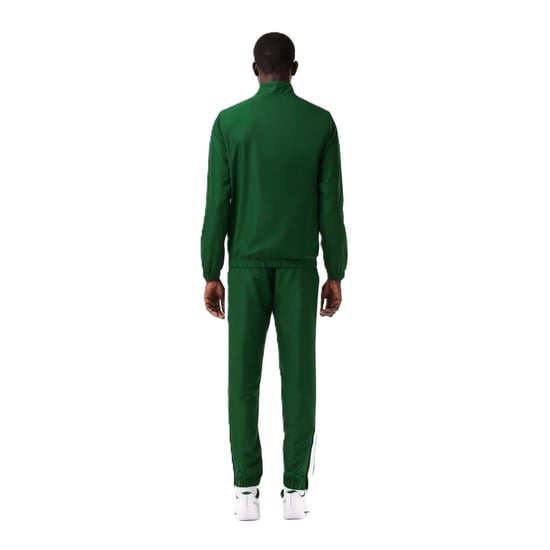 Men's Lacoste Lettering Zip Neck Long Sleeve Tracksuit in Green/White - Image 2