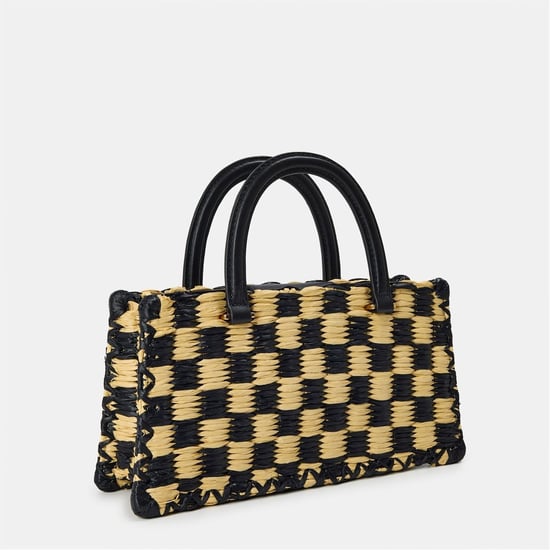 Accessories Tory Burch Ella Checkerboard Patterned Tote with Logo in Black/Natural - Image 2
