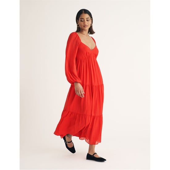 Women's Nobodys Child Char Sweetheart Neck Midi Tiered Dress in Red - Image 2