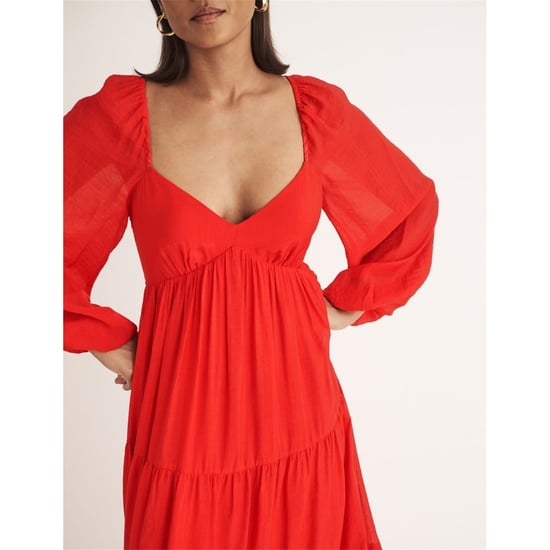 Women's Nobodys Child Char Sweetheart Neck Midi Tiered Dress in Red - Image 3