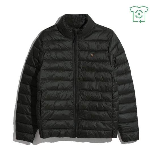 Men's Farah Joel Solid Patterned Puffer Jacket in Evergreen - Image 2