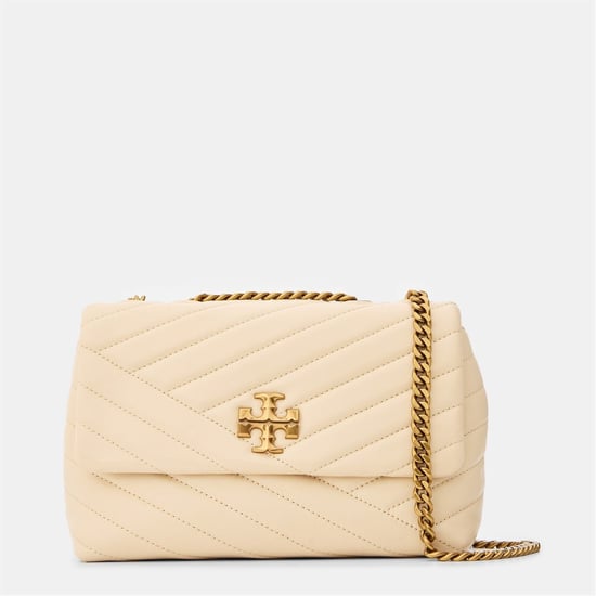 Accessories Tory Burch Tory Stripe Patterned Cross Body Bag with Gold Tone Hardware in New Cream - Image 1