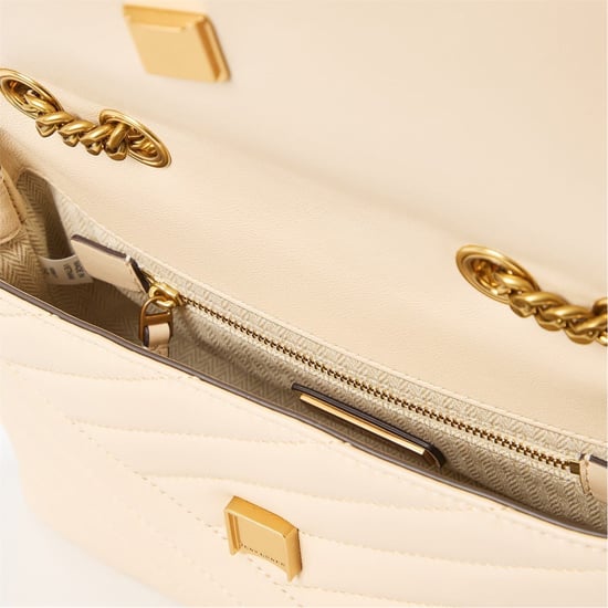 Accessories Tory Burch Tory Stripe Patterned Cross Body Bag with Gold Tone Hardware in New Cream - Image 4