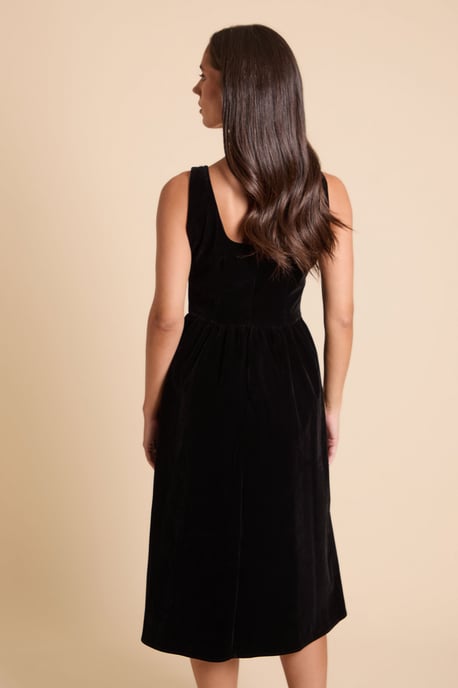 Petite Velvet Embellished Neckline Structured Midi Dress - Image 3