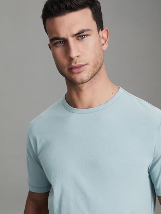 Reiss Melrose T-Shirt Mens Teal Crew Neck - Image 4