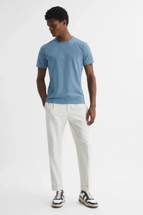Reiss Melrose T-Shirt Mens Air Force Blue Crew Neck - Image 2
