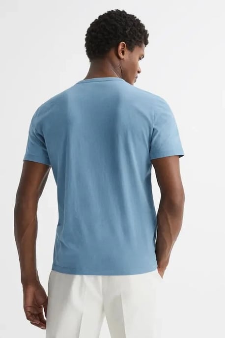 Reiss Melrose T-Shirt Mens Air Force Blue Crew Neck - Image 3