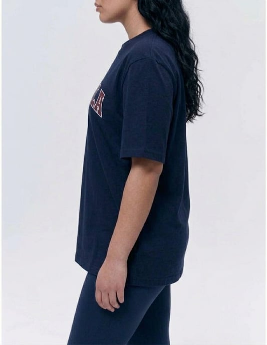 Adanola Varsity T-Shirt Womens Navy Oversized - Image 3