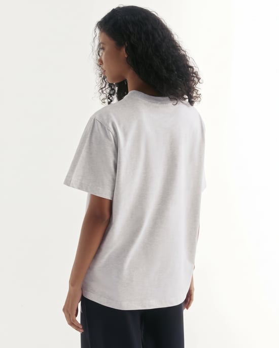 Adanola Varsity T-Shirt Womens Light Grey Melange Pink Oversized - Image 3